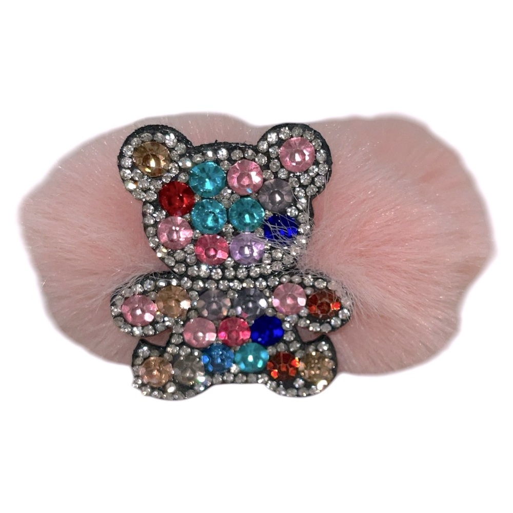 FUZZY JEWELED ELASTIC HAIR SCRUNCHY - Picture 4 of 6